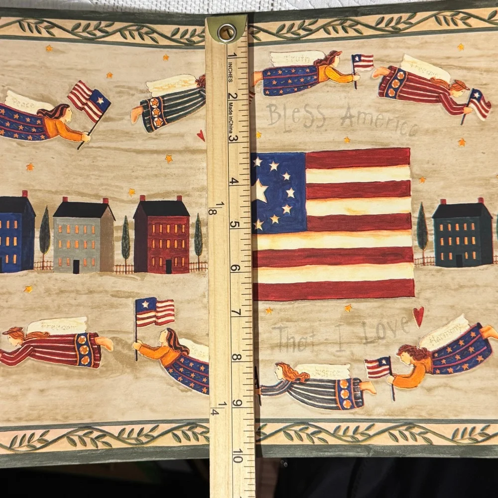Vintage Americana Chesapeake Patriotic Wallpaper Border Angels Flags FF1106-2
